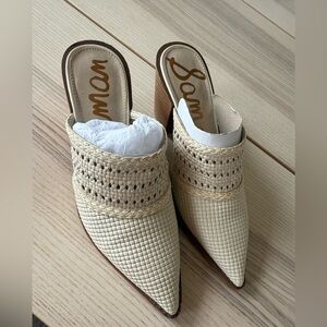 Sam Edelman Ivory Lillianna Mules Textured classic women’s size 6.5 W